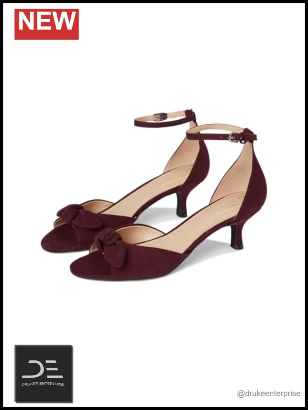 Faux Suede Heeled Sandals with Buckle Closure, 1.89" Heel - Women's